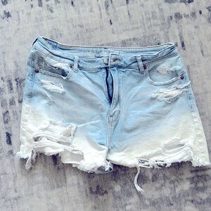 Two toned denim jean shorts